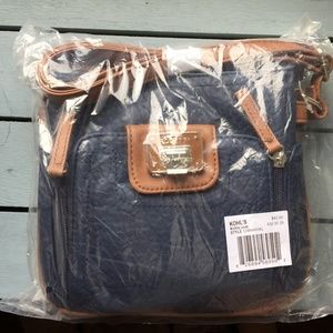 Blue and Tan Crossbody Purse